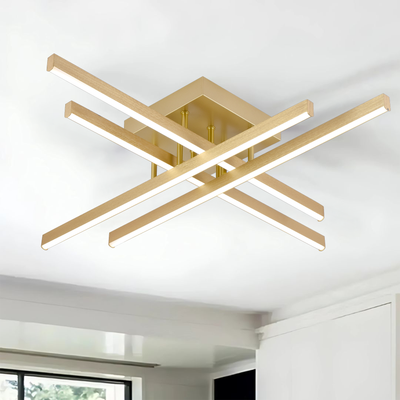 LED lustr s dálkovým ovládáním LINEX, 54W, světlo 3000K/4000K/6000K, stmívatelný, zlatý