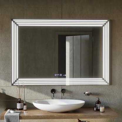 Zrcadlové LED obdélníkový 60x80cm Venezia Sensor Motionglow Marcellable Dimable Clock Dezoring System