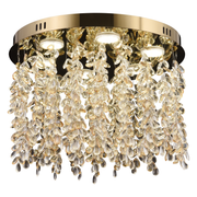 Křišťálový LED lustr LLC213/550GD kulatý, 30W, studené/teplé/neutrální světlo, krystaly, lesklé zlato