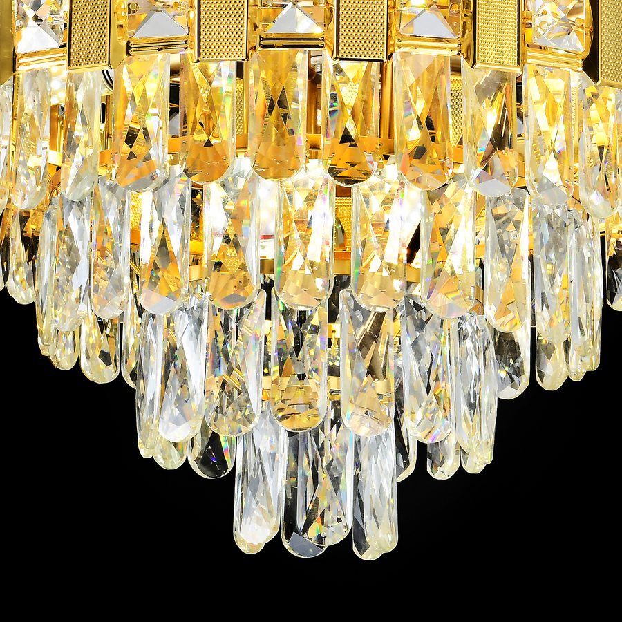 Crystal Chandier Aurelio Tesoro 8XE14, průměr 49 cm, lesklé zlato, rebbabilní výška