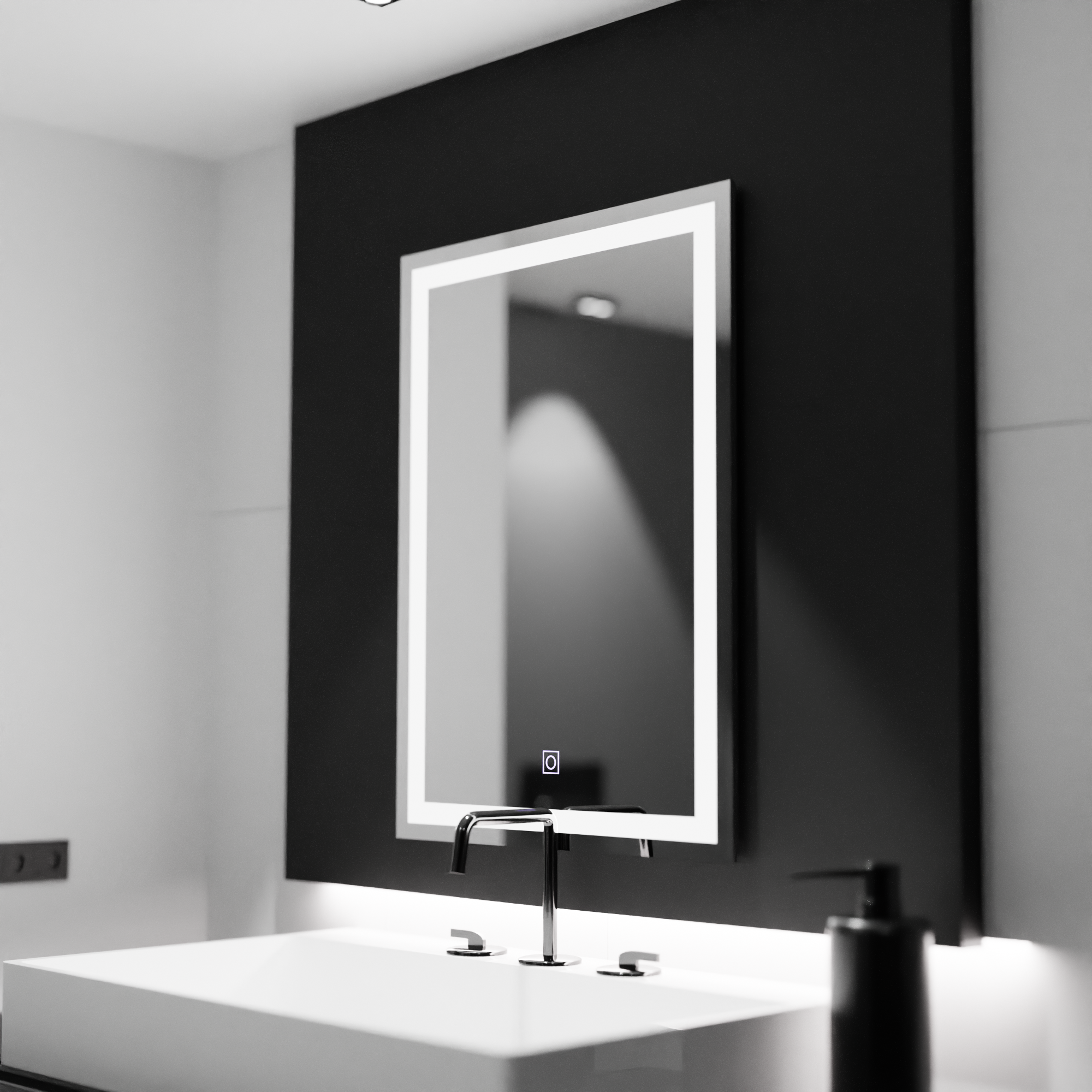 Obdélníkový LED zrcadlo 60x80cm rám Základní dotek
