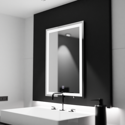 Obdélníkový LED zrcadlo 60x80cm rám Základní dotek