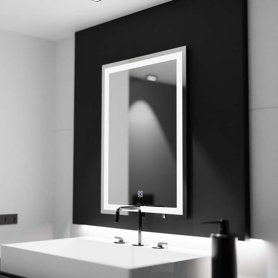 Obdélníkový LED zrcadlo 60x80cm rám Základní dotek