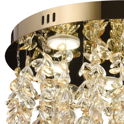 Křišťálový LED lustr LLC213/400GD kulatý, 22W, studené/teplé/neutrální světlo, křišťál, zlatý