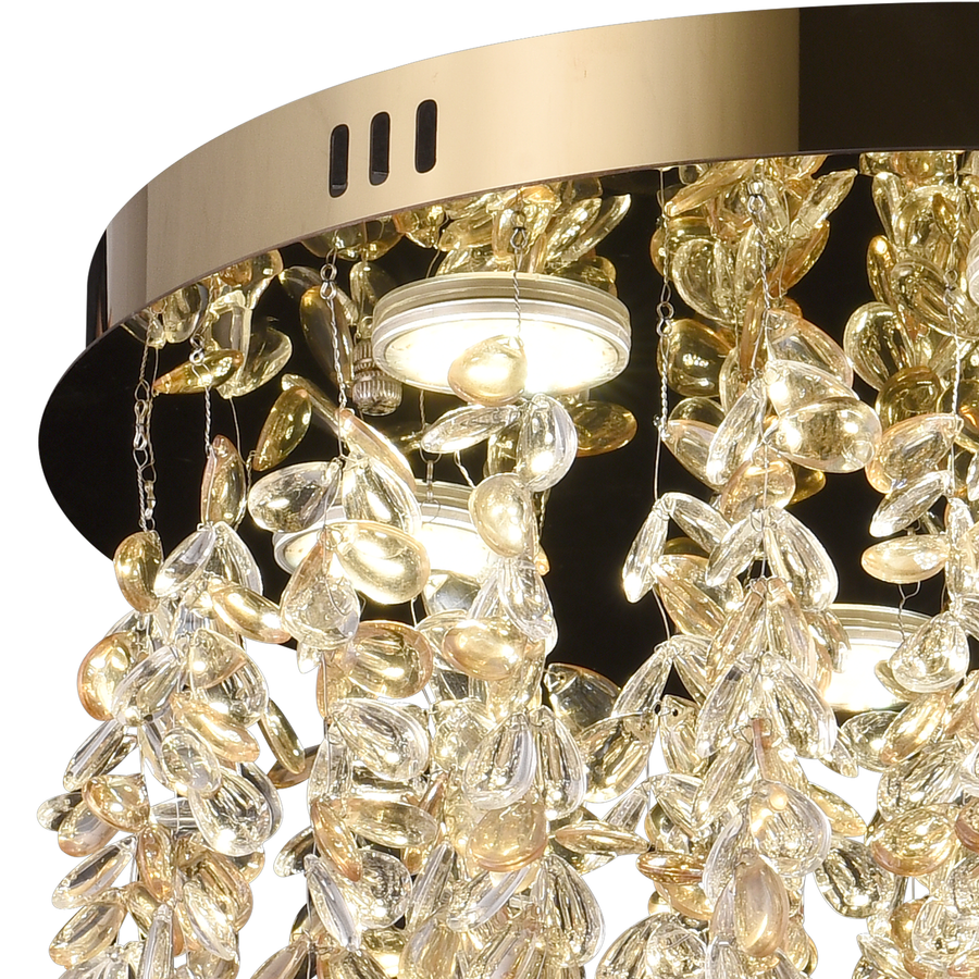 Křišťálový LED lustr LLC213/400GD kulatý, 22W, studené/teplé/neutrální světlo, křišťál, zlatý