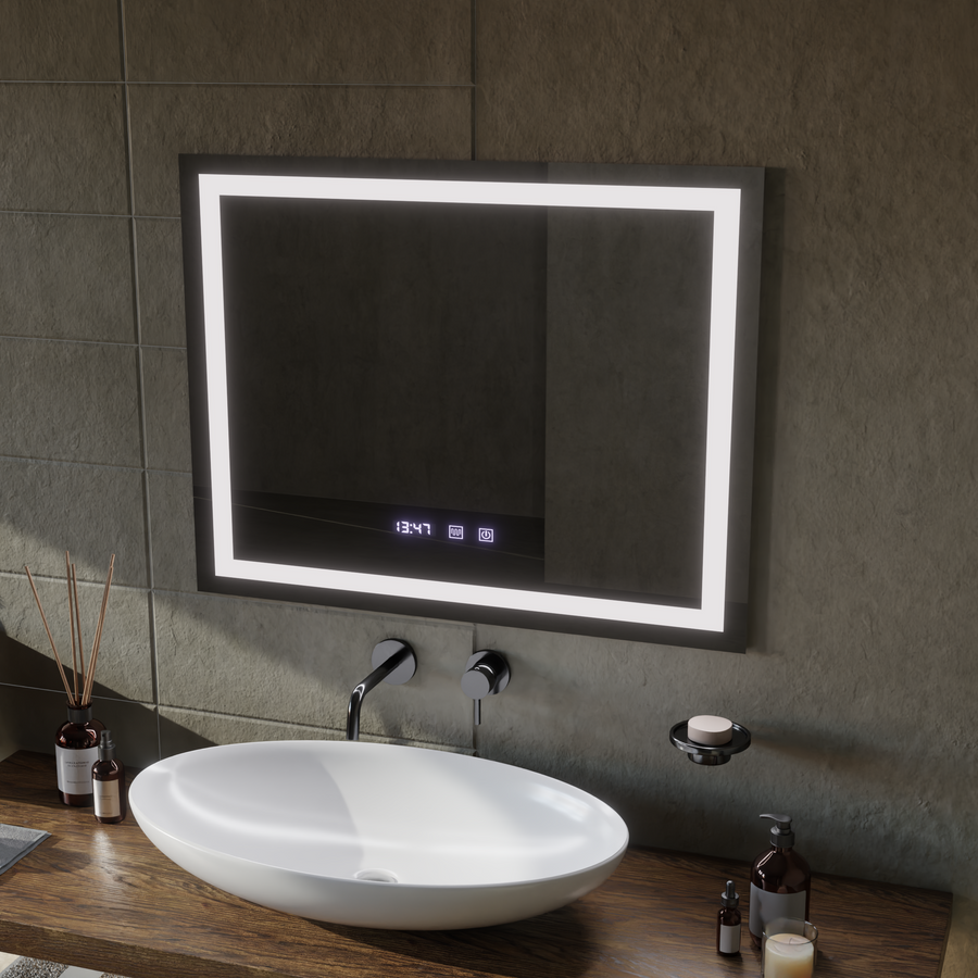 LED Touch Werner Mirror Defrition System, hodiny a teplota 80x60 cm
