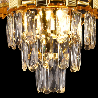 Crydelabre Crystal Aurelio vesta 3xe14, průměr 30 cm, lesklé zlato, výška dorů