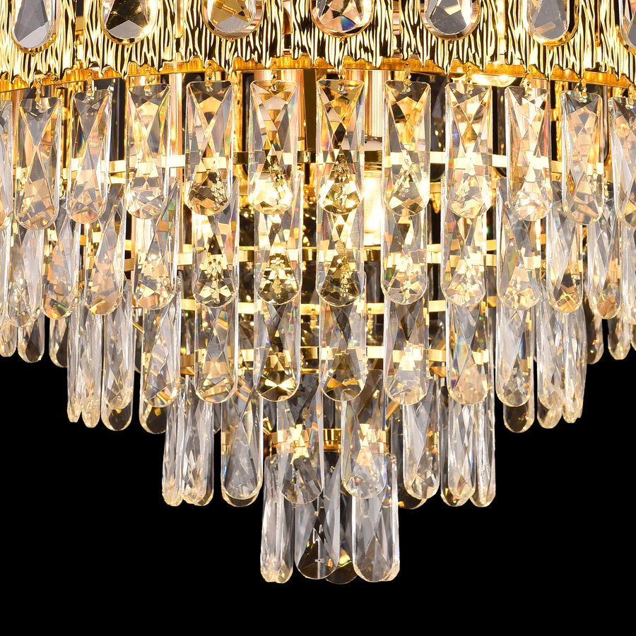 Křišťálový lustr Corona Zaffiro 8xe14, průměr 60 cm, lesklý zlato, výška rebbabilní