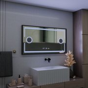 LED zrcadlový pohyb Motionglow Sensor Domingo s rozmrazovací funkcí 120x65 cm studené/teplé/teplé světlo, černý kartáčovaný rám, Marcello Funghi Collection