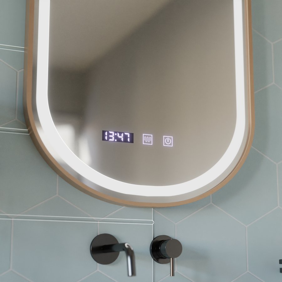 LED dotykový zrcadlo import nemoci Systém 50x80 cm rám růžového zlata
