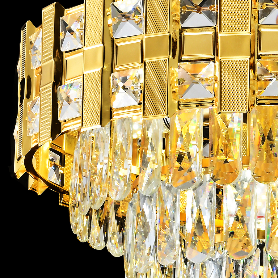 Crydelabure Crystal Aurelio Radiant 8xE14, průměr 60 cm, lesklé zlato, rebbabilní výška