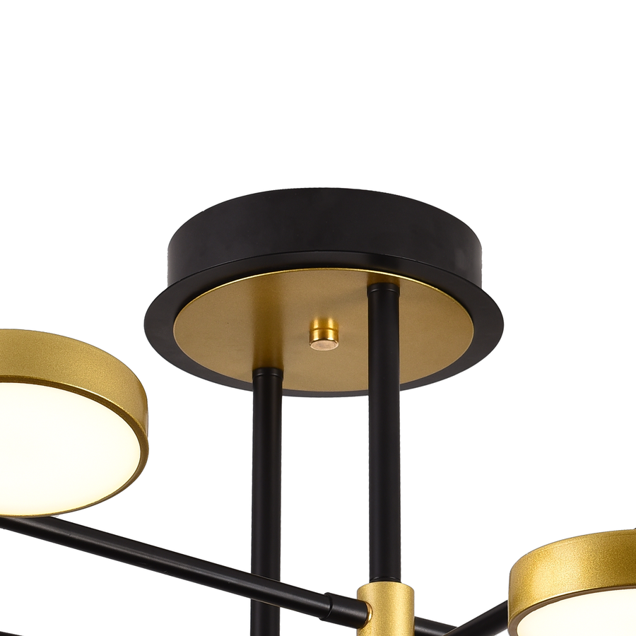 LED lustr s dálkovým ovládáním MARIA, 6 prvků, 31W, teplé/studené/neutrální světlo 3000K/4000K/6000K, stmívatelné, zlatá a černá, kov