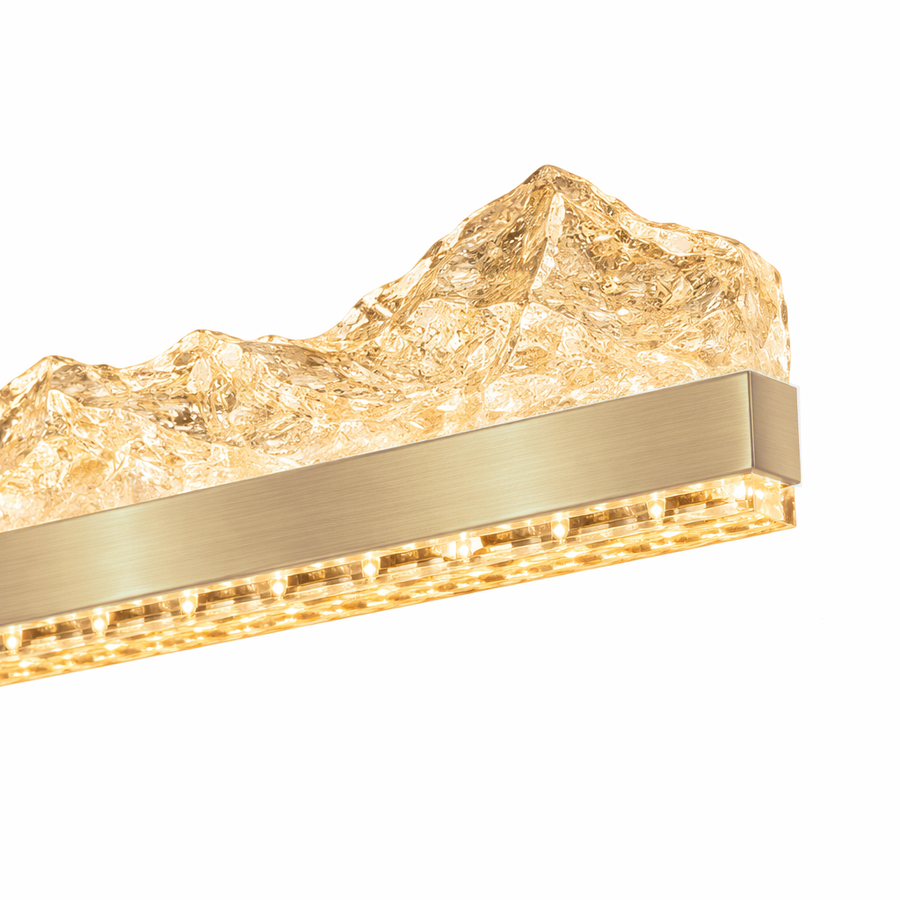 Závěsný LED lustr s dálkovým ovládáním MARISTELLA 90W, Studené/Teplé/Neutrální světlo 3000K/4000K/6000K, Stmívatelné, Nastavitelná výška, Zlato, Kov a Křišťál