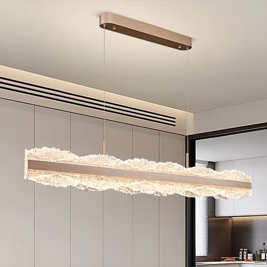 Závěsný LED lustr s dálkovým ovládáním NIVALIS 56W, délka 120cm, studené/teplé/neutrální světlo, stmívatelný, výškově nastavitelný, zlatý