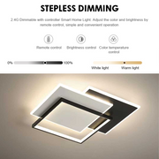 LED lustr s dálkovým ovládáním CHIARA 102W, 3 čtverce, studené/teplé/neutrální světlo, stmívatelné, černá