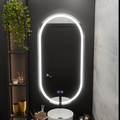 Mirror LED Oval 50x100cm Velara Touch System Dimable Demontling