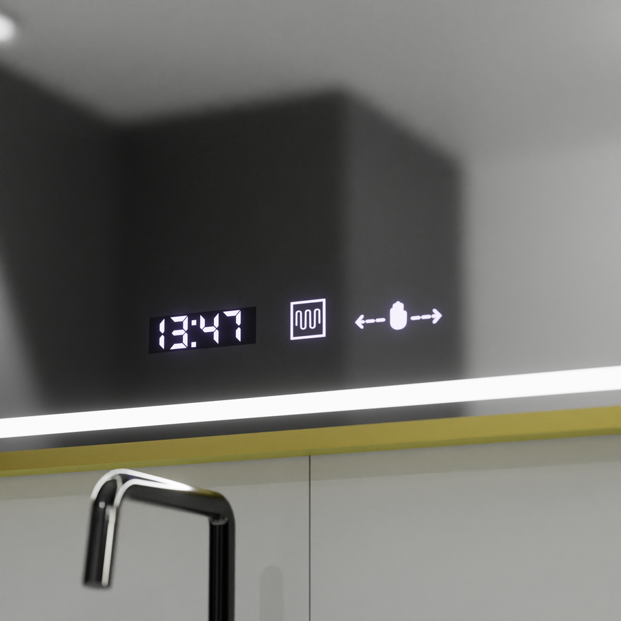 LED obdélníkový LED zrcadlo 80x60cm Crystallo Motionglow Marcello Dimable Clock Dezoring System