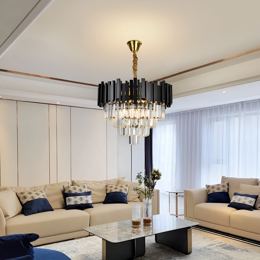 Crystal Chandier Blois Noble 4xe14, průměr 40 cm, černá, nastavitelná výška