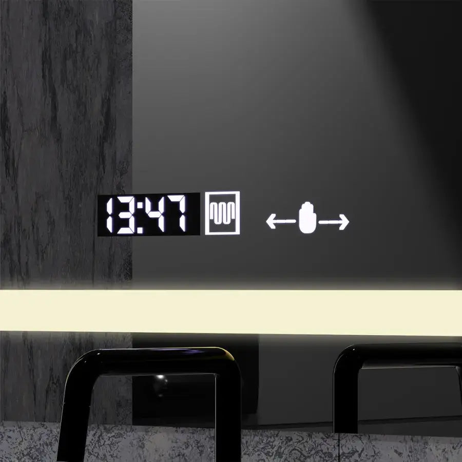 Mirror LED obdélníkový 80x60cm Definice Motiongllow Marcello Demontling CLOCK SYSTÉM