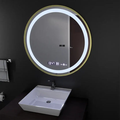 Mirror LED kolem 70 cm Celesti Royale Gold Motiongllow Marcellow Dimable Clock Defrosting System