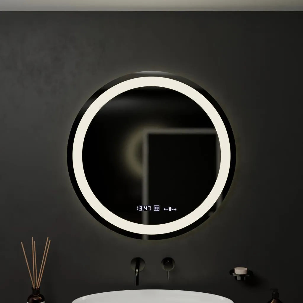 60 cm kulatý LED zrcadlo Celeste Motionglow Marcello Dimable Clock Defrition System