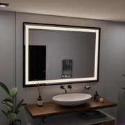 Zrcadlo LED obdélníkový 100x65cm Verite Majeste Noir Motion Glow Marcello Clock Defrost & Dimable teploměr