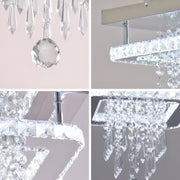 LED Chandier Alberico Square, 19W, Cold/Hot/Neutral Light, Crystal, Glossy Chrome