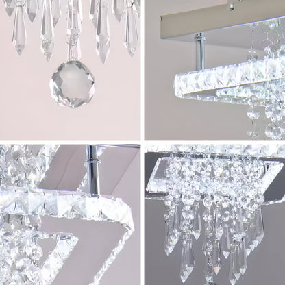 LED Chandier Alberico Square, 19W, Cold/Hot/Neutral Light, Crystal, Glossy Chrome