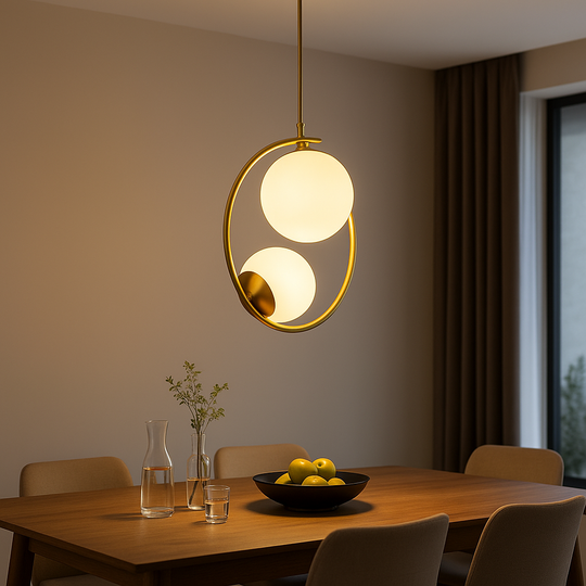 Lustr LOFT Atelier, 2x E27, bílé zlato, kov, nastavitelná výška Moderní lustry Výchozí název Alessandro Design
