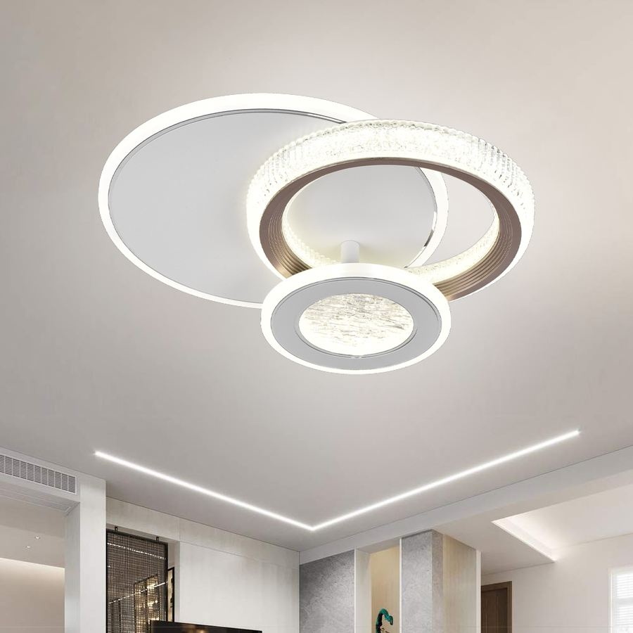 LED LED LED Fractalum Rondo, 36W, 3 kruhy, studené/horké/neutrální světlo, černá