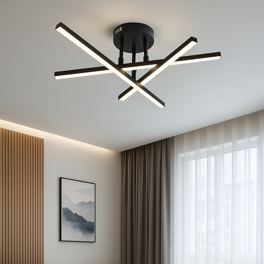 LED lustr s dálkovým ovládáním 40W, 3 Elements, Lineární, Studené/Teplé/Neutrální světlo, Stmívatelné, Černá