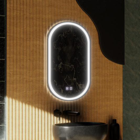 Oválné LED zrcadlo, 50x100cm, Velara Touch, Demister System, Stmívatelné