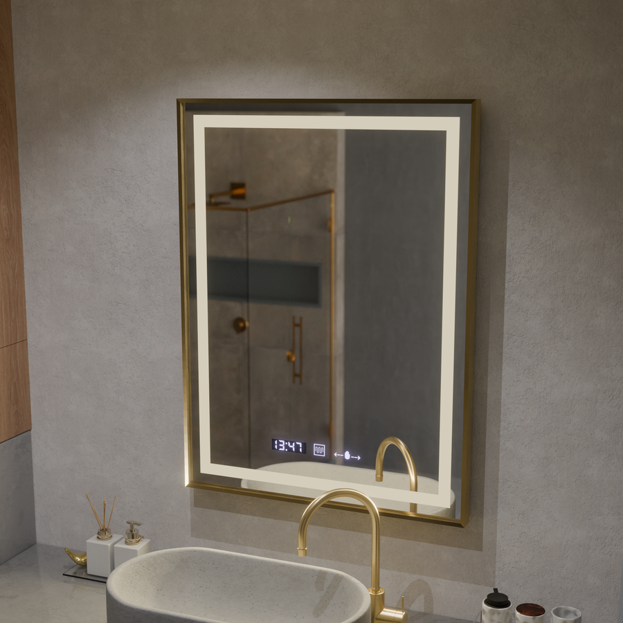 Zrcadlo LED obdélníkový 60x80cm Verite Royale Gold Motiongllow Marcello Dimable Hoding Dezontace