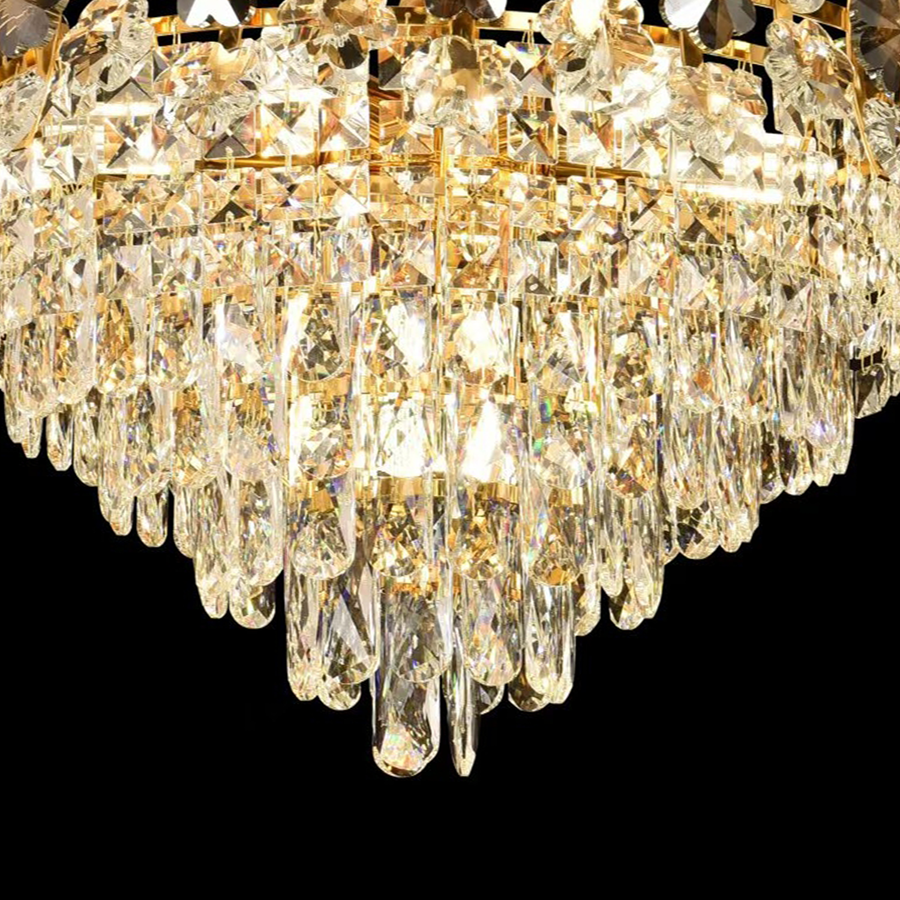Clarelier Crystal Windsor Elegance 6x E14, průměr 49 cm, lesklé zlato, nastavitelná výška