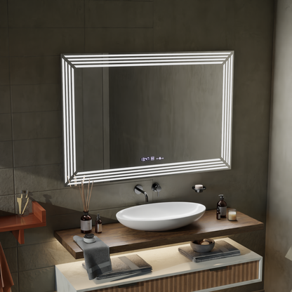 Zrcadlové LED obdélníkový 60x80cm Venezia Sensor Motionglow Marcellable Dimable Clock Dezoring System