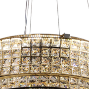 LED lustr s dálkovým ovládáním, LLC160/500GD, krystal a kov, 55W, stmívatelný, nastavitelná výška, studené/teplé/neutrální světlo, luxusní osvětlení