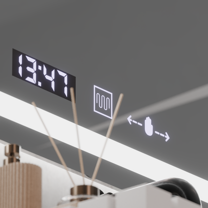 Obdélníkový LED zrcadlo 120x60cm Veriit Motionglow Marcellow Dimable Clock Defrosting System