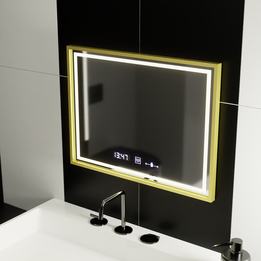 LED obdélníkový LED zrcadlo 80x60cm Crystallo Motionglow Marcello Dimable Clock Dezoring System
