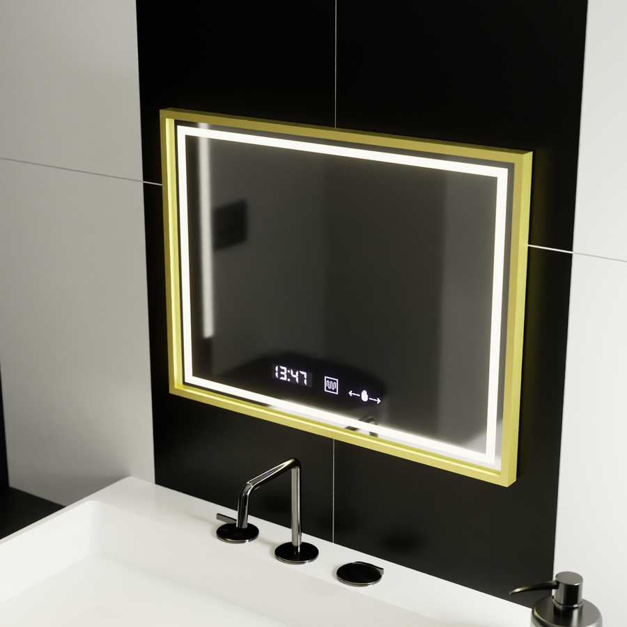 LED obdélníkový LED zrcadlo 80x60cm Crystallo Motionglow Marcello Dimable Clock Dezoring System