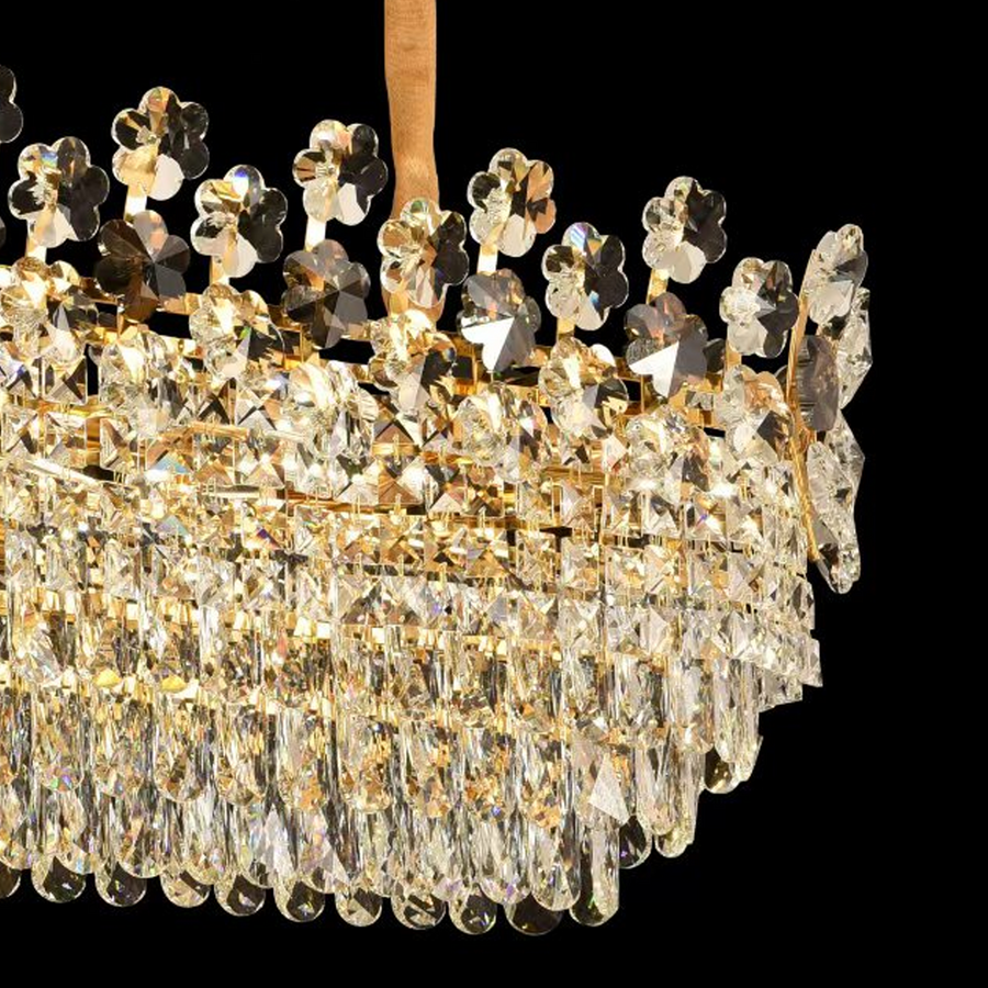 Clarelier Crystal Windsor Elegance 6x E14, průměr 49 cm, lesklé zlato, nastavitelná výška