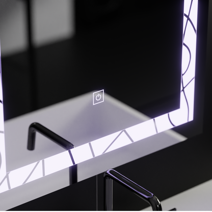 Zrcadlo LED obdélníkový 60x80 cm deco rám Základní dotek