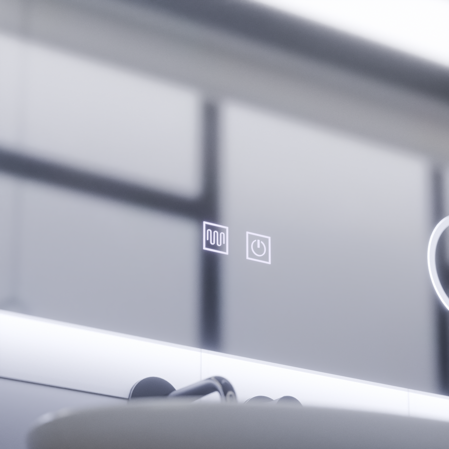 Obdélníkové LED zrcadlo, 80x60cm, Piano Touch, Demist System, Stmívatelné, Studené světlo 6000K