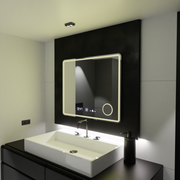Zrcadlo LED obdélníkový 90x75cm Eco riflesso Puro Motionglow Marcello demontážní hodiny a vlčí teploměr