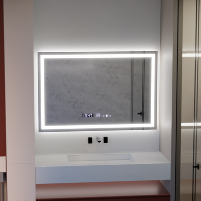 Mirror LED obdélníkový 120x80cm vérité Motionglow Marcello, deaktivační systém, teploměr a hodiny, daimable