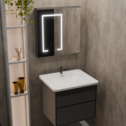 Sada koupelnového nábytku SANTORINI, 60x50cm, 2 kusy, šedá a bílá