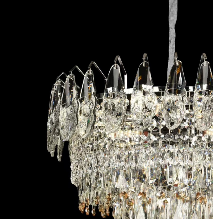 Clarelier Crystal Windsor Elegance 6x E14, průměr 49 cm, lesklé zlato, nastavitelná výška