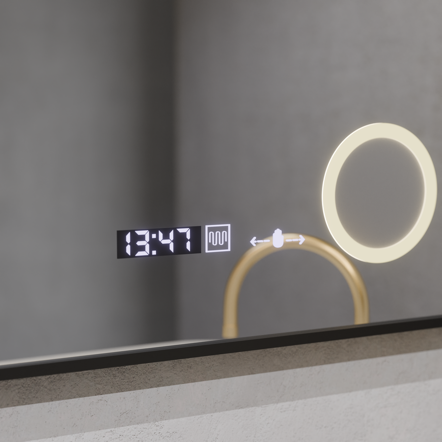 LED zrcadlové senzor pohybu Francesca 80x60 cm Studené světlo/studená/neutra Dimable System Debrosting Clock Marcello Funghhi Collection