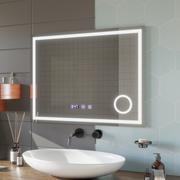 LED dotykový střelec zrcadlový systém, hodiny a teplota 80x60 cm kosmetické zvětšení