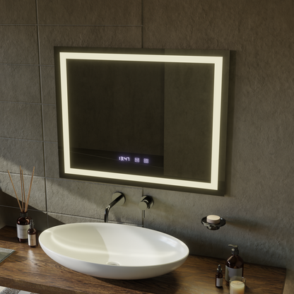 LED Touch Werner Mirror Defrition System, hodiny a teplota 80x60 cm