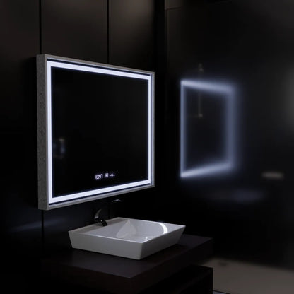 Zrcadlo LED obdélníkový 120x80cm Verite Imperial Silver Motion Glow Marcello Clock Defrition System & Dimable teploměr